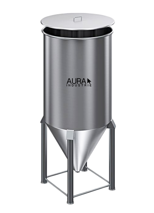 Cuve, réservoir INOX 304 ou 316 avec fond conique 60°, ouverture totale sur le dessus - Modèle ICILTC